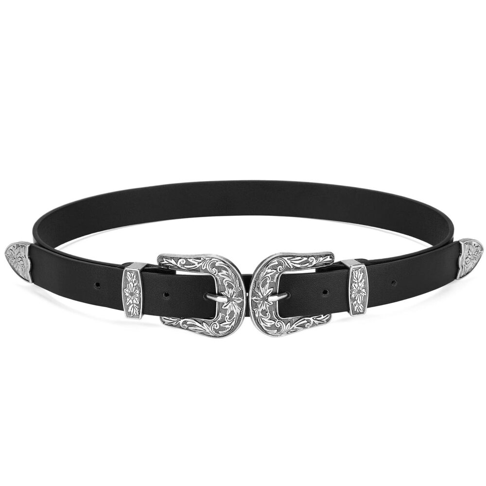 9339 Western Belts For Women Black Leather Jeans Dresses